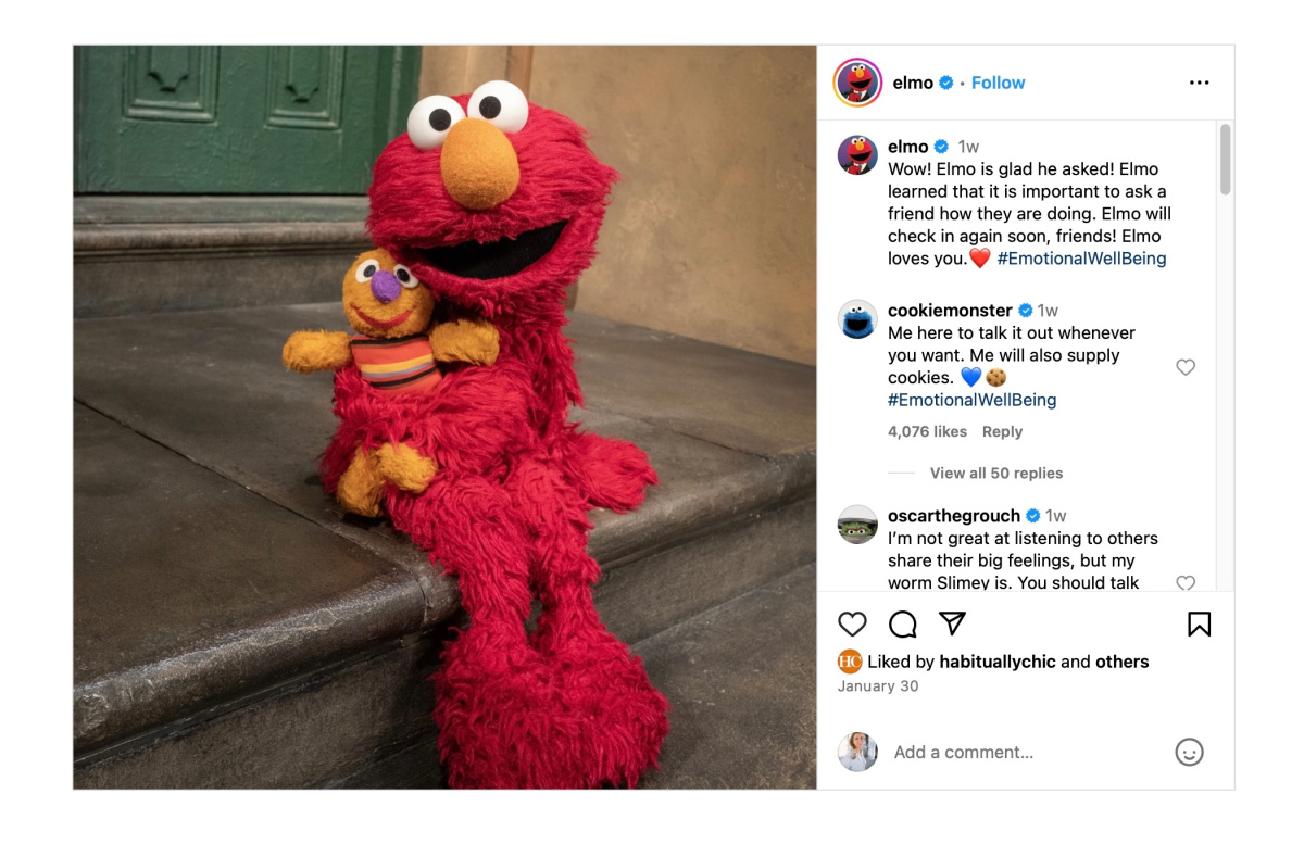 Elmo Instagram post.